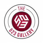 Pictured is the logo for 523 Gallery in Augusta, GA. The logo is red, black and white.