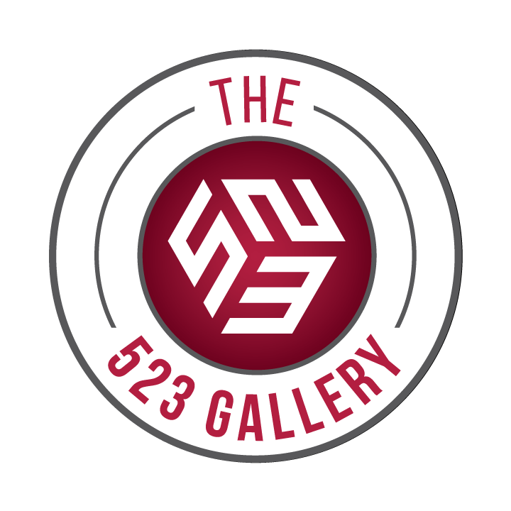 Pictured is the logo for 523 Gallery in Augusta, GA. The logo is red, black and white.