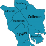 Illustration of the six South Carolina Low Country counties that Walton Options serves