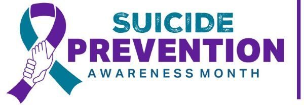 Image in teal and purple that reads Suicide Prevention Awareness Month